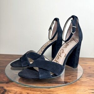 NEW Sam Edelman Block Heel Sandals in black suede